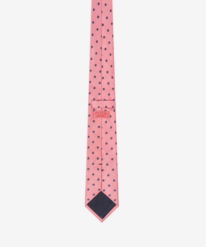Pink & Navy Polka Dot Silk Woven Tie