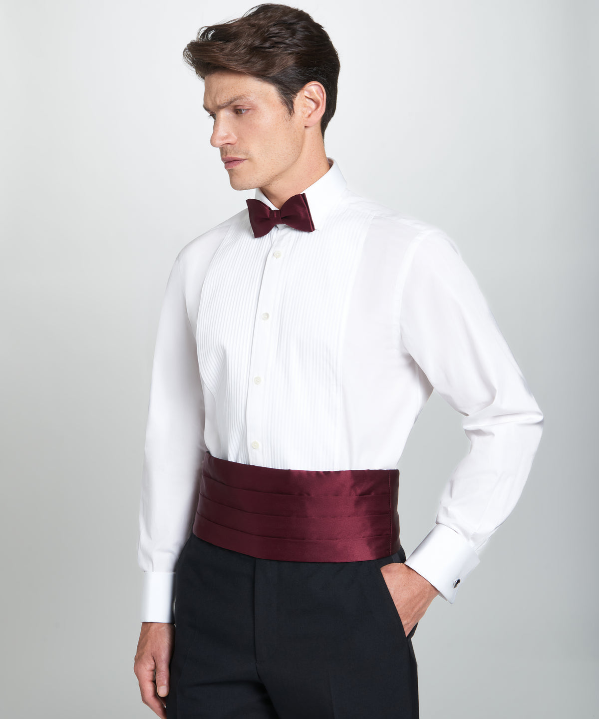 Burgundy Red Silk Satin Cummerbund
