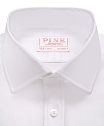 White Tailored Fit Twill Herringbone Formal Shirt