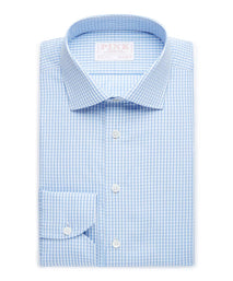 Pale Blue & White Tailored Fit Core Poplin Gingham Formal Shirt