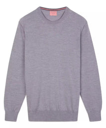 Pale Grey Merino Wool Crew Neck Sweater