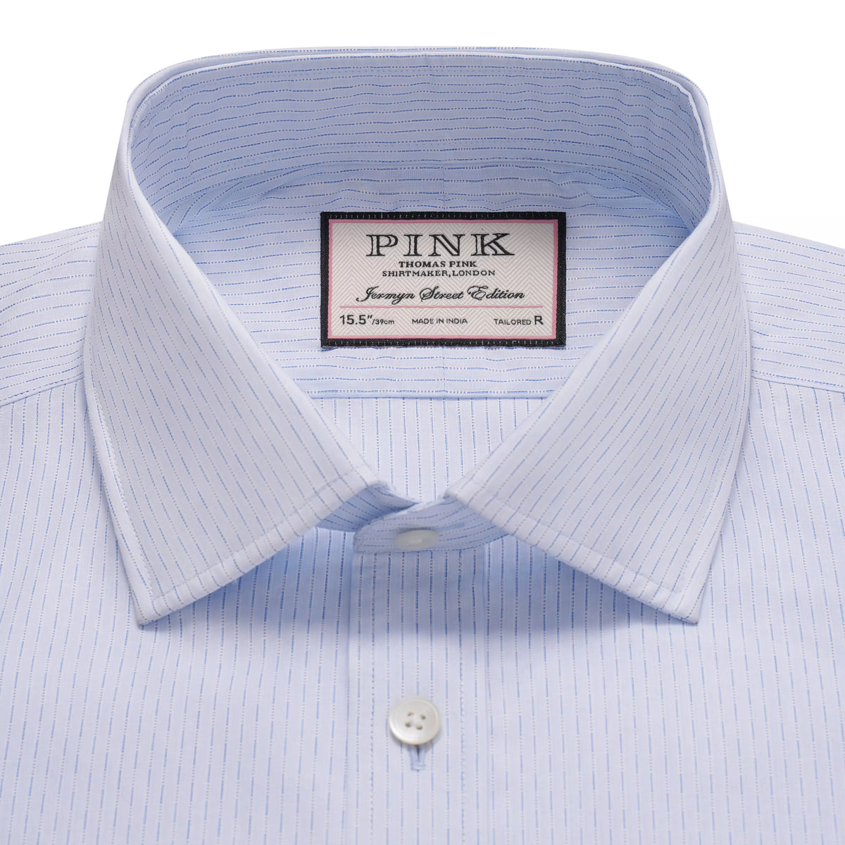 Pale & Blue Tailored Fit Formal Dobby Broken Stripe Shirt