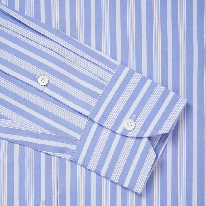 Pale Blue & Blue Tailored Fit Formal Bedford Stripe Shirt