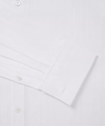 White Classic Fit Double Cuff Tonal Barre Stripe Formal Shirt