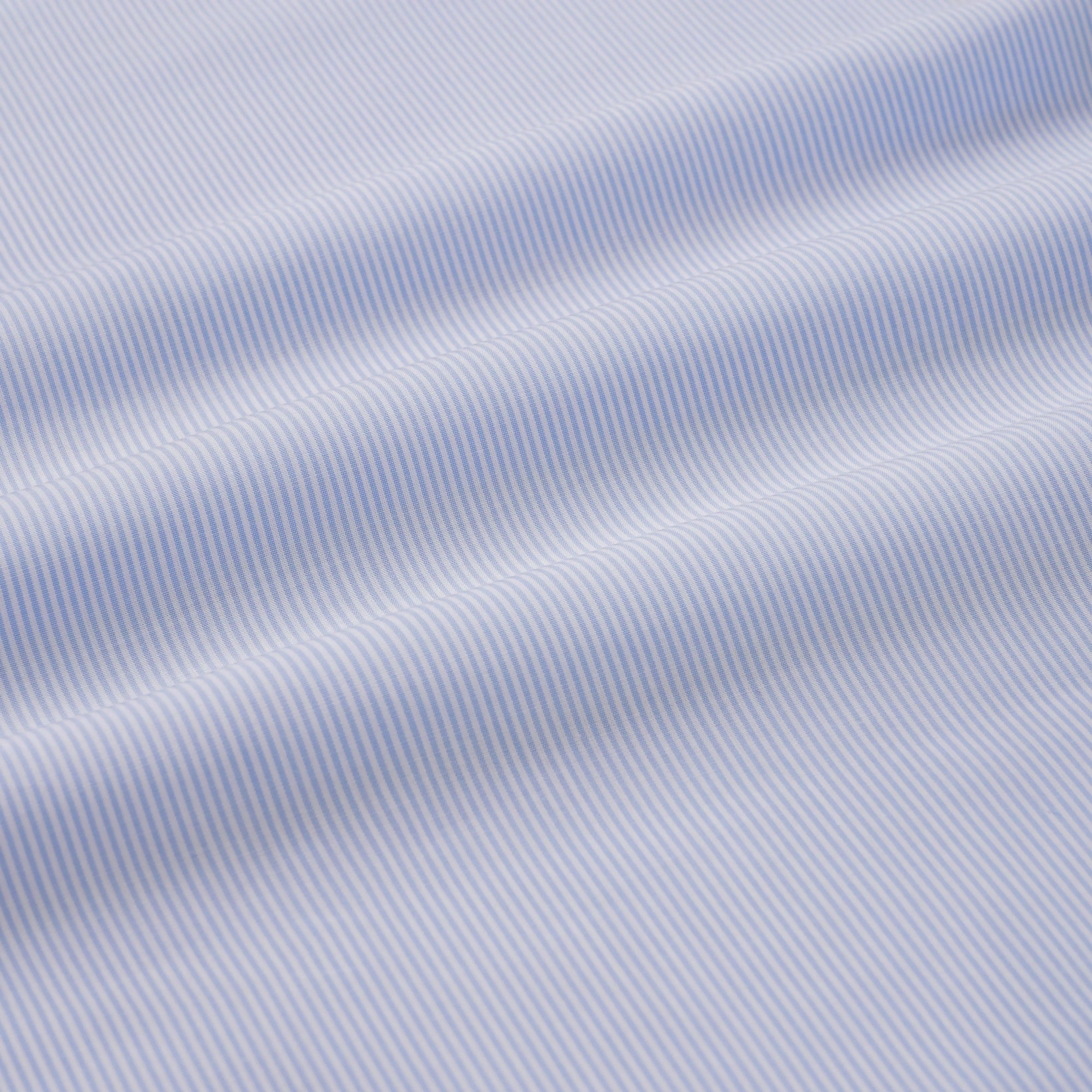Sapphire Blue & White Slim Fit Panama Thin Stripe Formal Shirt
